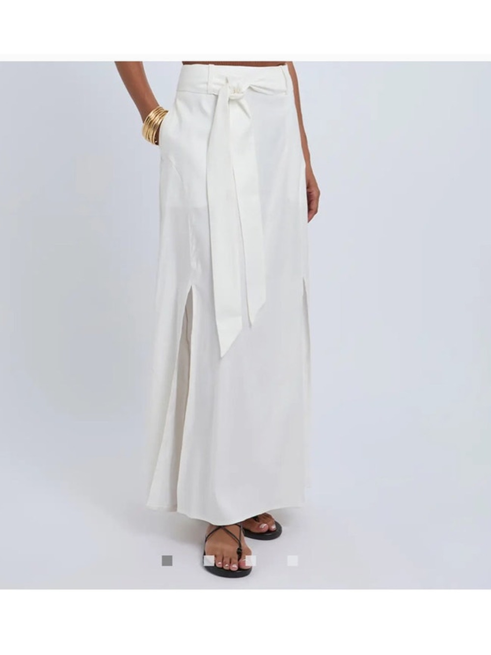 REISS White Abbey Linen Blend Maxi Skirt in Ivory
